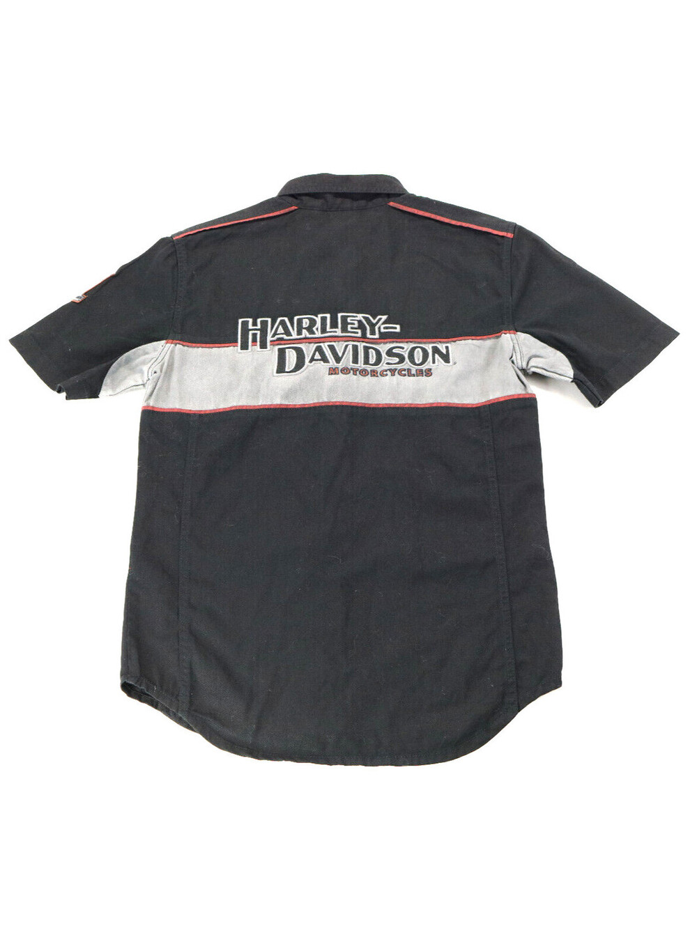 harley davidson shirt S black gray syn 3 legendary #1 button short sleeve SS euc